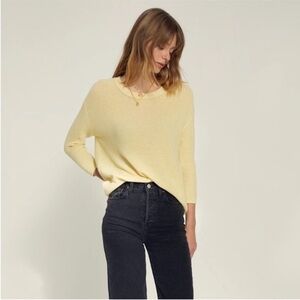 Wilfred Aritzia Butter Yellow Livvie Crewneck Lightweight Sweater Size XS